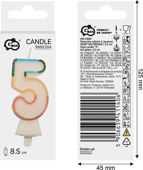 Picture of wieczka cyfra 5 tczowa 8,5cm