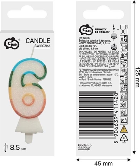 Picture of wieczka cyfra 6 tczowa 8,5cm