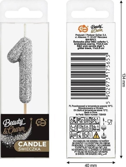 Picture of wieczka piker 1 czarna brokatowa 11x3.5 cm