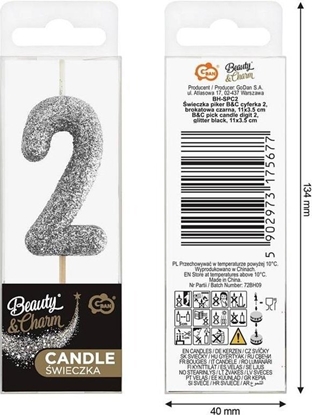 Изображение wieczka piker 2 czarna brokatowa 11x3.5 cm