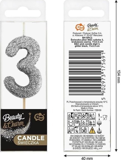 Picture of wieczka piker 3 czarna brokatowa 11x3.5 cm