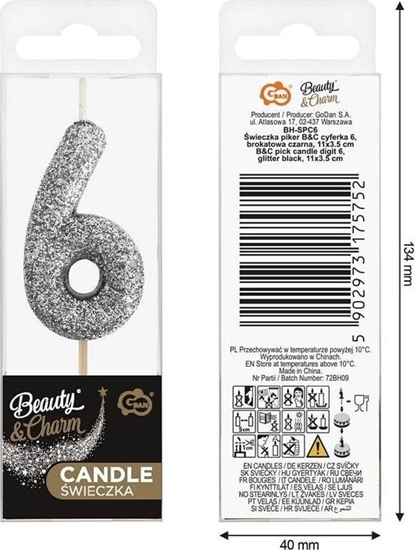 Picture of wieczka piker 6 czarna brokatowa 11x3.5 cm