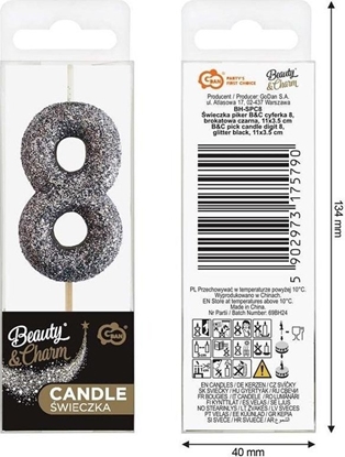 Изображение wieczka piker 8 czarna brokatowa 11x3.5 cm