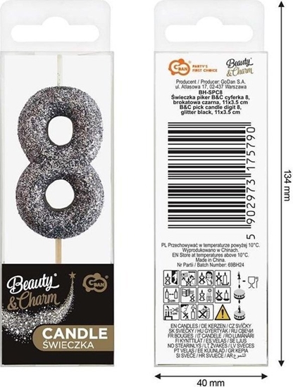 Picture of wieczka piker 8 czarna brokatowa 11x3.5 cm