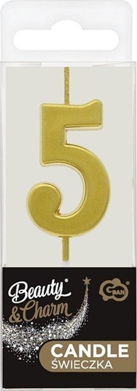 Picture of wieczka piker B&C cyfra 5 metaliczna zota 9,5cm