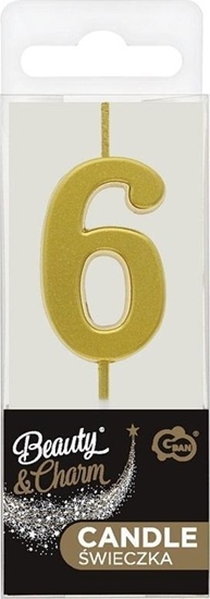 Picture of wieczka piker B&C cyfra 6 metaliczna zota 9,5cm