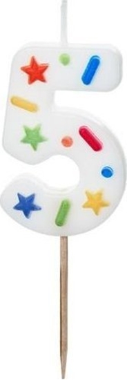 Picture of wieczka urodzinowa 5 biaa konfetti 5.5cm