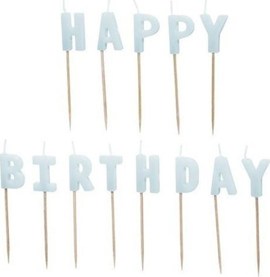 Изображение wieczki Happy Birthday 2,5cm bkitne 13szt