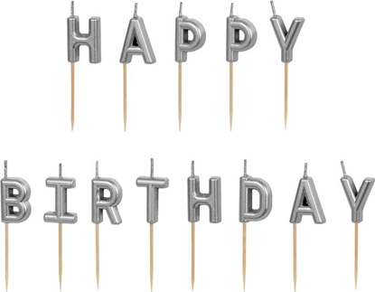 Picture of wieczki urodz.HappyBirthday 2,5cm srebrny A13 327