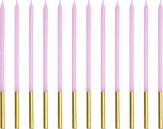 Изображение wieczki urodzinowe gadkie fioletowe 14cm 12szt