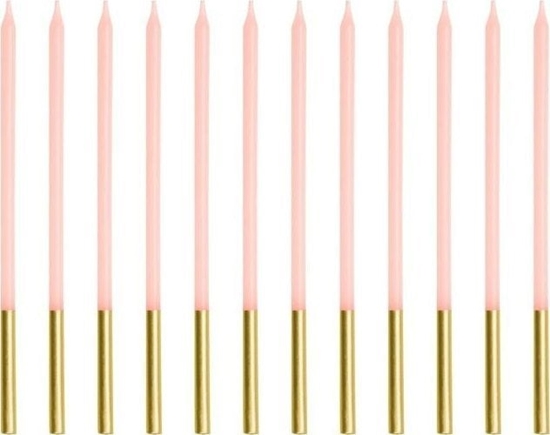 Изображение wieczki urodzinowe gadkie róowe 14cm 12szt