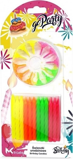 Изображение wieczki urodzinowe neon spiralne 6,5cm 24szt