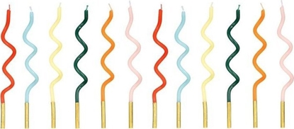 Picture of wieczki urodzinowe zakrcone Tcza 14cm mix 12szt