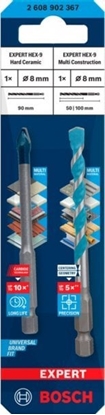 Изображение Wierto Bosch Bosch Expert HEX-9 HardCeramic + HEX-9 MultiConstruction drill bit set, ? 8mm (2-piece)