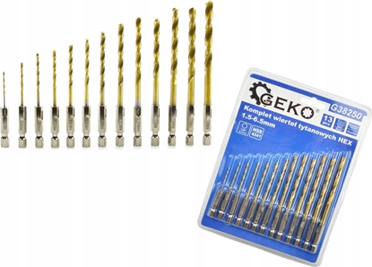 Attēls no Wierto Geko Kpl. wierte tytanowych 1,5-6,5mm 13szt. hex (100)