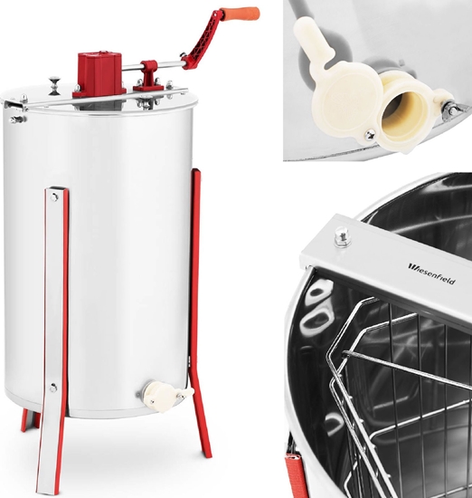 Picture of Wiesenfield Miodarka wirówka do miodu rczna 3 ramkowa ze stali nierdzewnej Miodarka wirówka do miodu rczna 3 ramkowa ze stali nierdzewnej