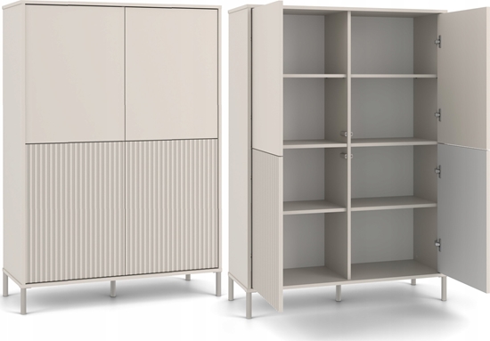 Picture of Witryna KAMARO 4DK SLIM/GADKI KASZMIR 4 Drzwi Lamele Front Ryflowany + Klasyczny