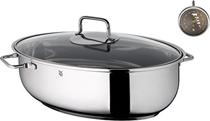 Picture of WMF Piec WMF, owalny, z bezpatnym termometrem, szklan pokryw, Cromargan ze stali nierdzewnej, indukcj, mona my w zmywarce, mona uywa w piekarniku, 38x26x12 cm, 7,8 l