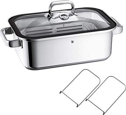 Picture of WMF WMF Vitalis Kompaktowy parowiec / praalnik, ze szklan pokryw z silikonow obrcz, termometr do gotowania, taca do gotowania, stal nierdzewna Cromargan, nadaje si do indukcji, 35 x 21,5 x 10 cm, 3,5l