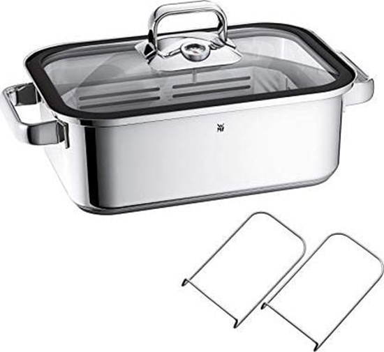 Picture of WMF WMF Vitalis Kompaktowy parowiec / praalnik, ze szklan pokryw z silikonow obrcz, termometr do gotowania, taca do gotowania, stal nierdzewna Cromargan, nadaje si do indukcji, 35 x 21,5 x 10 cm, 3,5l