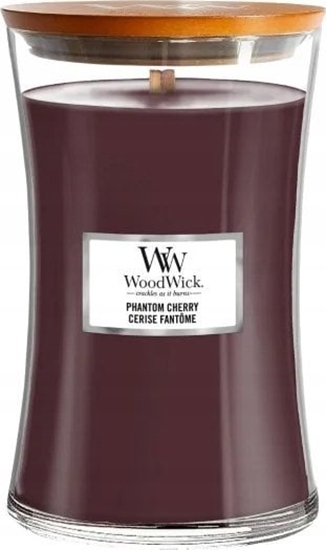 Изображение WoodWick WoodWick Phantom Cherry wieca Cylidner Bursztyn, Wanilia, Drewno kaszmirowe, Winia (owoc) Bordowy 1 szt.