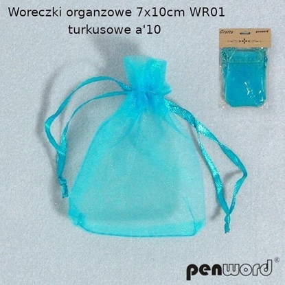 Picture of Woreczki organzowe turkusowe 7x10cm 10szt