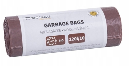 Attēls no Worki na mieci DONAU HOME, do segregacji, odpady BIO (LDPE), 120l, 10 szt., brzowe