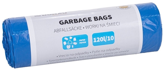 Изображение Worki na mieci DONAU HOME, do segregacji, papier (LDPE), 120l, 10 szt., niebieskie