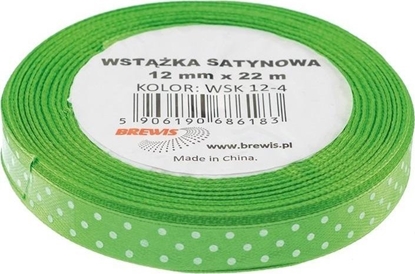 Attēls no Wstka satynowa w kropki zielona 12mmx22m