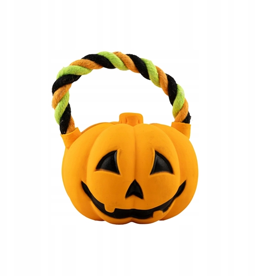 Picture of Zabawka, dla psa, dynia, lateksowa, 7,5 cm, z bawenianym uchwytem