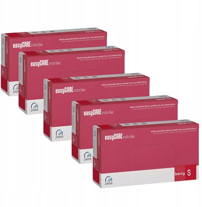 Attēls no Zarys easyCARE - Rkawiczki diagnostyczne, nitrylowe, bezpudrowe, malinowe - S