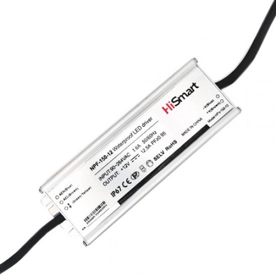 Picture of Zasilacz Hismart Maitinimo altinis 12V, 12.5A, 150W, PFC, IP67