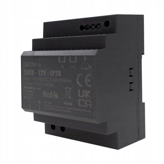 Picture of Zasilacz na szyn DIN premium Eco Light EC61284 12V 100W 220-240V AC 12V DC obudowa plastikowa IP20