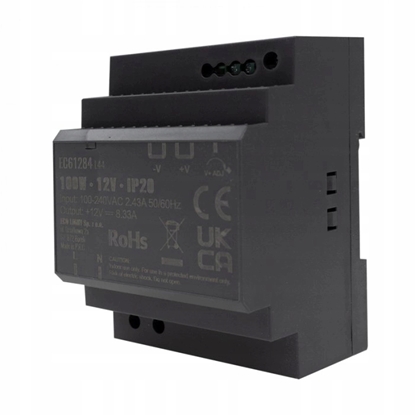 Picture of Zasilacz na szyn DIN premium Eco Light EC61285 12V 150W 220-240V AC 12V DC 12.5A obudowa plastikowa IP20