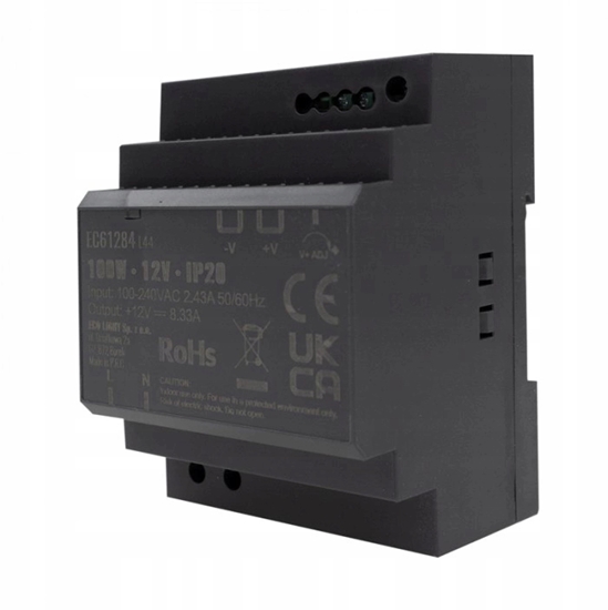 Picture of Zasilacz na szyn DIN premium Eco Light EC61285 12V 150W 220-240V AC 12V DC 12.5A obudowa plastikowa IP20