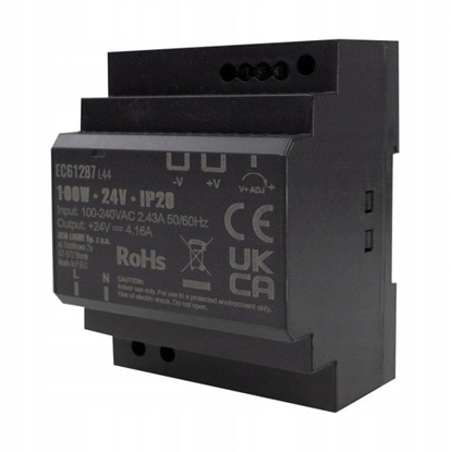 Picture of Zasilacz na szyn DIN premium Eco Light EC61287 24V DC 100W 220-240V AC obudowa plastikowa IP20