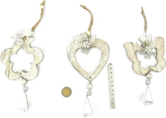 Изображение Zawieszka drewniana z dzwonkiem 29cm MIX