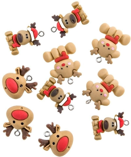 Изображение Zawieszki polimerowe 3D - Jolly reindeers 10szt