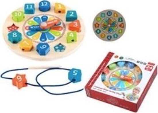 Изображение Zegar drewniany z klockami do sortowania