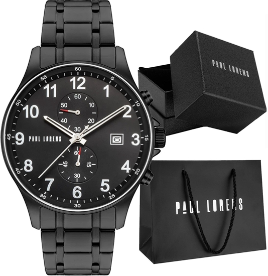 Picture of Zegarek mski czarny elegancki na bransolecie Paul Lorens GHOST PL20002B-1A5
