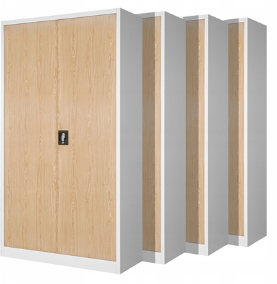 Attēls no Zestaw 4x biurowa szafa metalowa JAN H, 900 x 1950 x 400 mm, Eco Design: biaa/ db sonoma