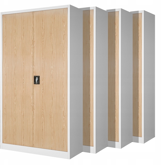 Picture of Zestaw 4x biurowa szafa metalowa JAN H, 900 x 1950 x 400 mm, Eco Design: biaa/ db sonoma