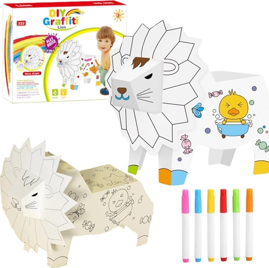 Picture of ZESTAW ARTYSTYCZNY LEW KARTONOWY DO MALOWANIA SKADANIA KOLOROWANKA MAZAKI