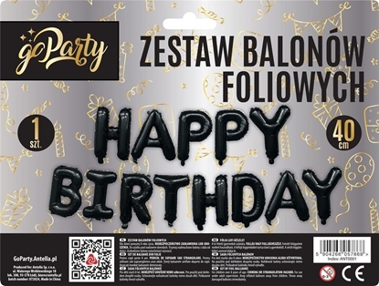 Picture of Zestaw balonów foliowych Happy Birthday czarne