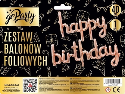 Picture of Zestaw balonów foliowych Happy Birthday rose gold