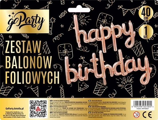 Picture of Zestaw balonów foliowych Happy Birthday rose gold