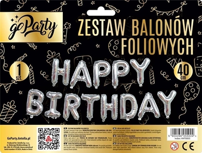 Picture of Zestaw balonów foliowych Happy Birthday srebrne