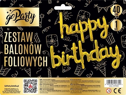 Picture of Zestaw balonów foliowych Happy Birthday zote