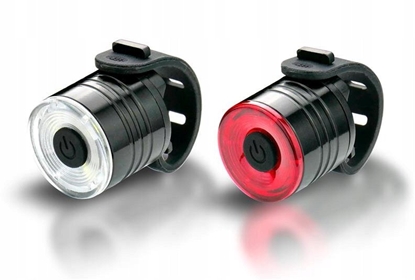 Picture of Zestaw bateryjnych lampek rowerowych LED; przednia + tylna - 15 lumenów