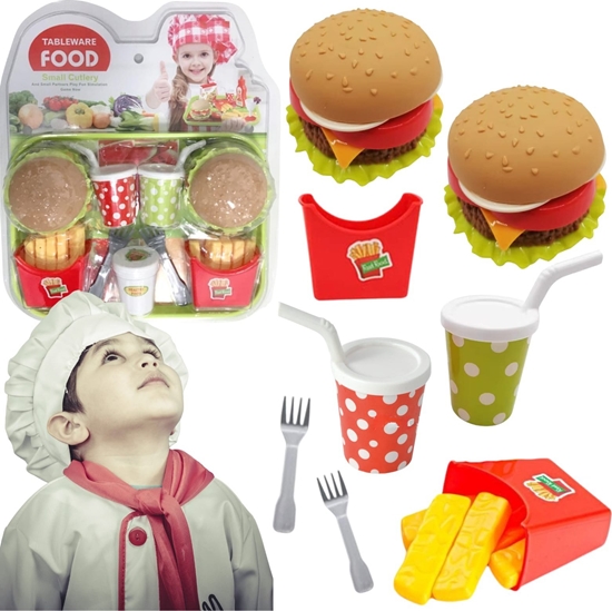 Picture of Zestaw Dla Dzieci Imitacje Jedzenia I Napojów Frytki Burgery Napoje Sztuce